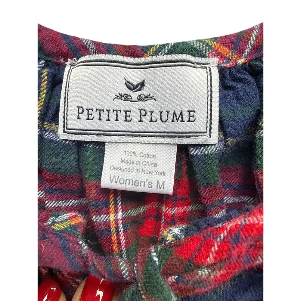Petite Plume Plaid Cotton Flannel Nightgown Nightshirt Size Medium
